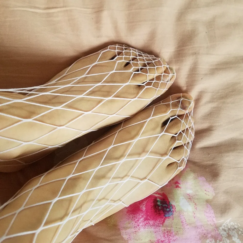 Модные красные пикантные женские сетчатые чулки с высокой талией Клубные