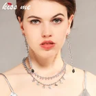 Свадебные серьги KISS ME для женщин, длинные классические модные ювелирные украшения из сплава, со звездой, синими кристаллами, бижутерия для костюма