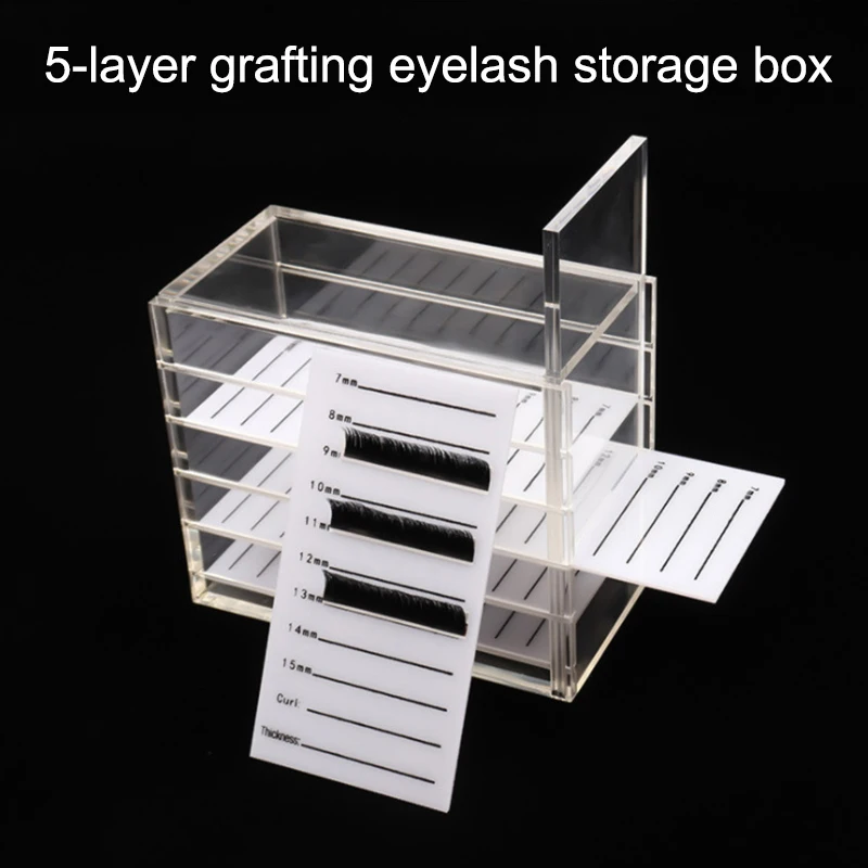 

Dropshipping 5 Layers Eyelash Storage Box with Scale Makeups Display Container Transparent Box SMJ