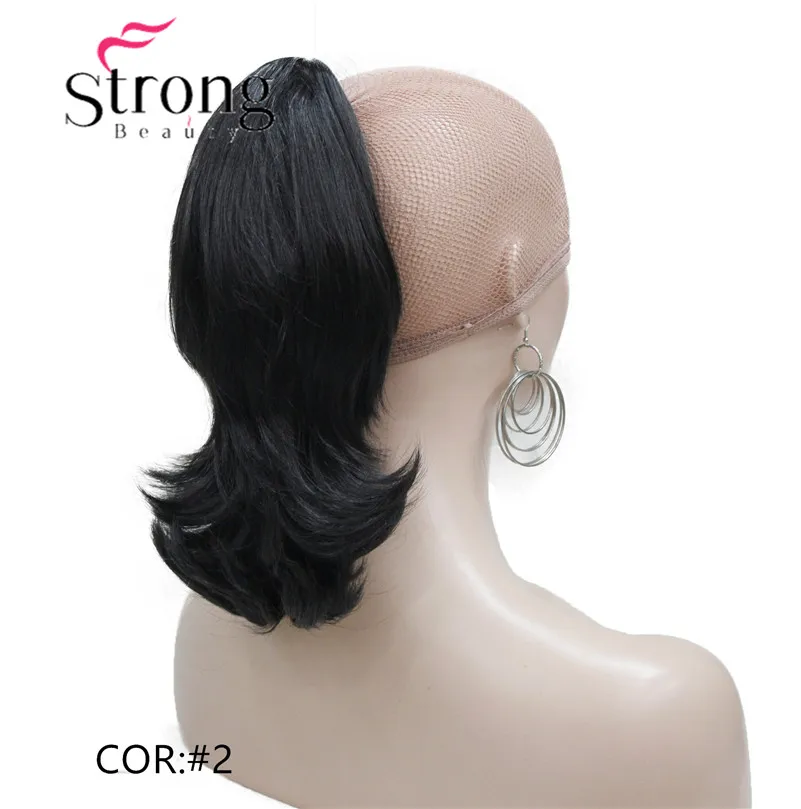 StrongBeauty, 12 дюймов, двойное использование, волнистый стиль, зажим в коготь, конский хвост, наращивание волос, блонд, синтетические волосы с зажимом челюсти/коготь - Цвет: #2
