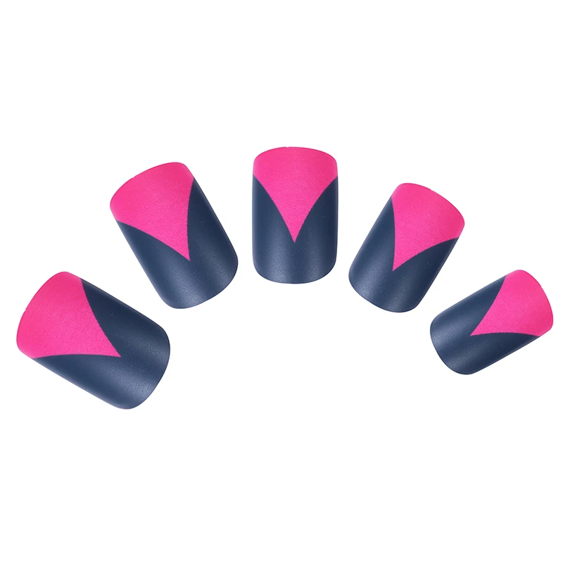 Новый дизайн специальные французские матовые накладные ногти черного и розового