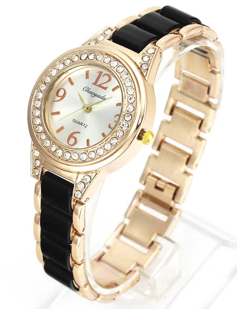 2 цвета черный белый стальной цепи кварцевые часы для женщин дамы ожерелье