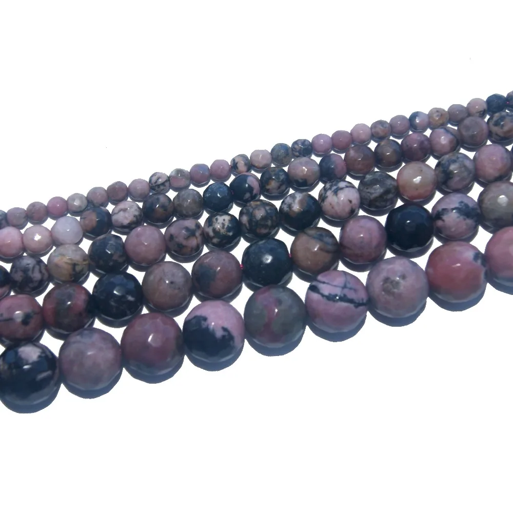 Faceted Natural Stone Black Lace Rhodonite Beads 4 6 8 10 12 MM Pick Size For Jewelry Making Charm DIY Bracelet Necklace | Украшения и