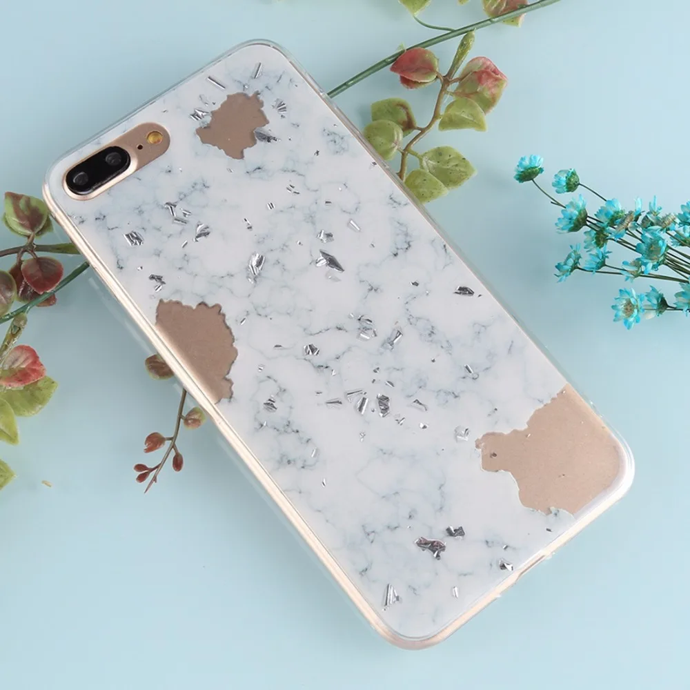 Чехол для телефона iPhone 8 Plus &amp 7 с мраморным узором и золотой фольгой защитная