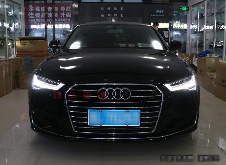 Автомобильный Стильный чехол для Audi A6L A6 фары 2012- фары светодиодный DRL Объектив двойной луч HID