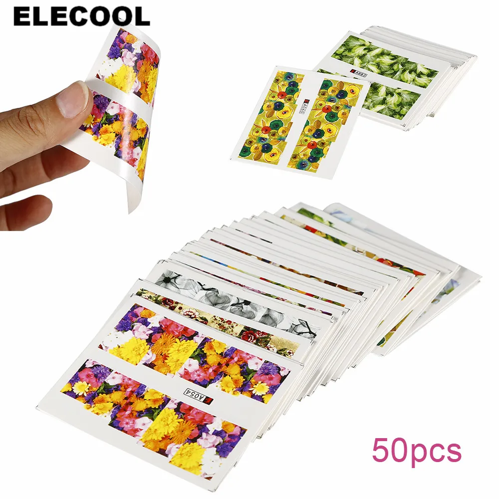 50 листов переводные наклейки для ногтей с УФ гелем|fingernail decal|uv gel accessory50 sheets |