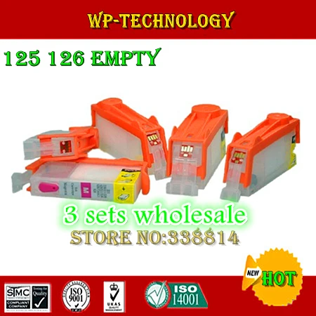 

[ 3 sets Wholesale] Empty Refill cartridge suit for PGI125 CLI126 ,suit for Canon iP4810 MG5210 6110 6510 iX6550 MX885 ,5 color