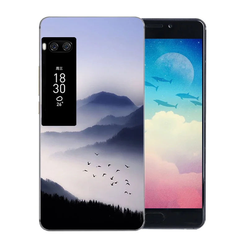 Silicone TPU Phone Cases 5.7 inch For Meizu Pro 7 Plus Landscape Pattern Back Cover Soft Ultra Thin Clear Full Protection Funda |