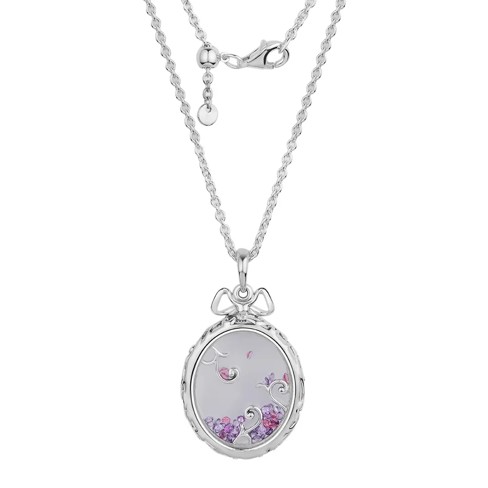 100% 925 Sterling-Silver-Jewelry Locket Of Dazzle Necklace with Multi-Colored CZ Free Shipping | Украшения и аксессуары