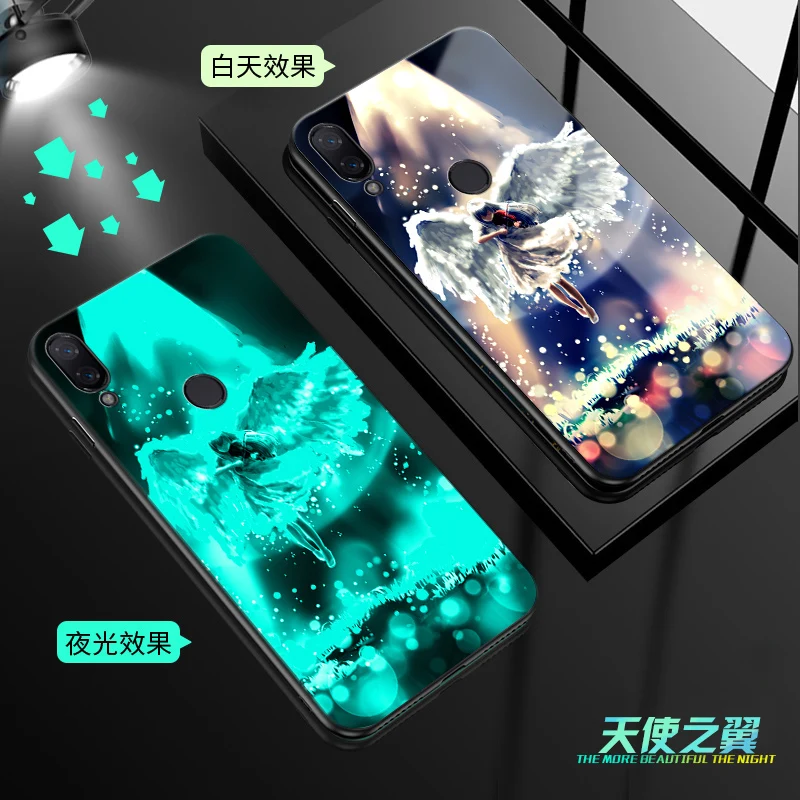 style 01 Для xiaomi redmi note 7 чехол Роскошный светящийся Узор Жесткий закаленное стекло защитный чехол на заднюю панель для xiaomi redmi note 7 оболочка - Цвет: style 01