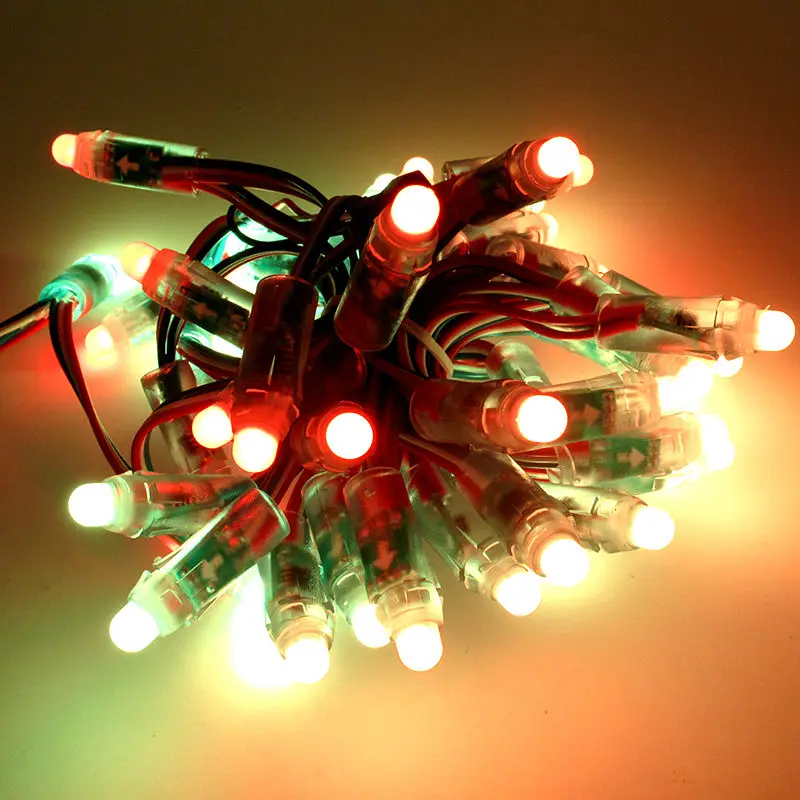 addressable rgb full color digital 12mm WS2811 led pixel string light Round shape 50pcs/string Waterproof IP68 DC5V input | Лампы и