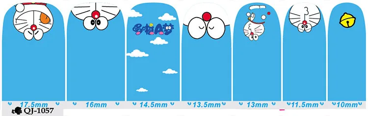 14 шт./Лист 12 типа Doraemon обертывания для ногтей 3D на весь ноготь наклейки дизайнерские наклейки для ногтей наклейки макияж тату Маникюр Инструмент - Цвет: QJ-1057 1sheet