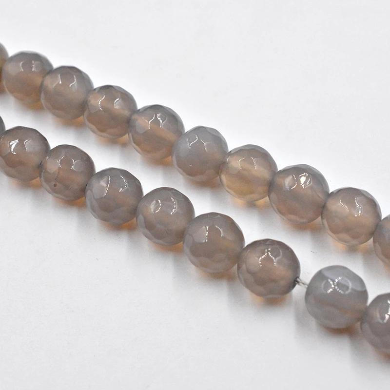 Бусины из натурального камня, граненые серые Агаты, круглые бусины для изготовления ювелирных изделий, 4/6/8/10/12 мм, бусины для браслетов, бижутерии своими руками