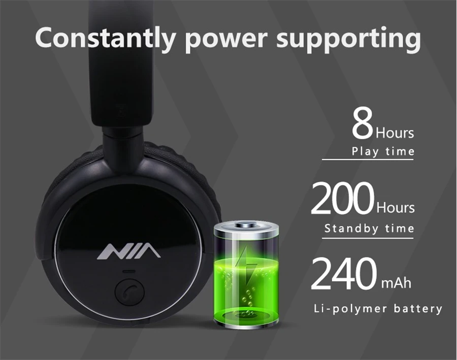 NIA Q1 Накладные наушники Bluetooth с управлением через приложение Micro SD/TF карта FM Радио Аудио вход для ПК мобильных телефонов игр