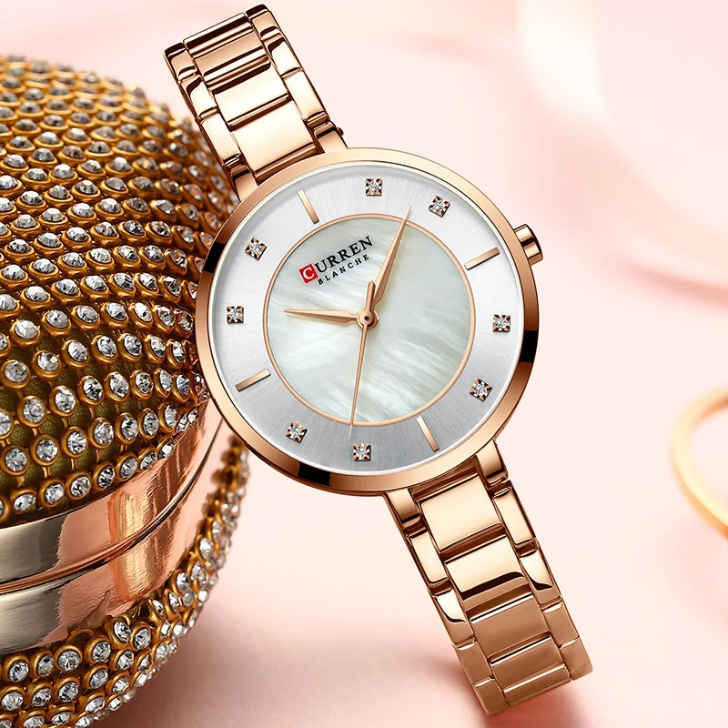 Женские часы 2019 брендовые роскошные женские Розовое Золото Кварцевые