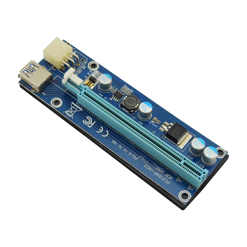 6GPU Биткойн Майнинг материнская плата 6 шт. Riser PCI-E Express Card PCIE 1x to 16x адаптер удлинитель USB 3,0 кабель для Rig LTC машина