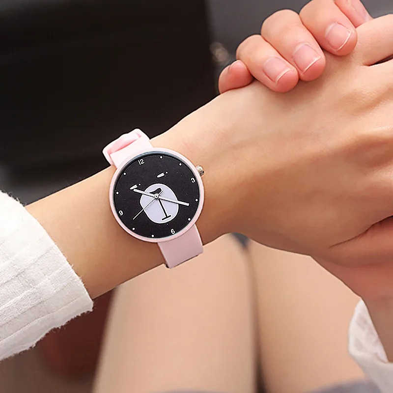 Модные женские и мужские кварцевые часы с милым мультяшным медведем