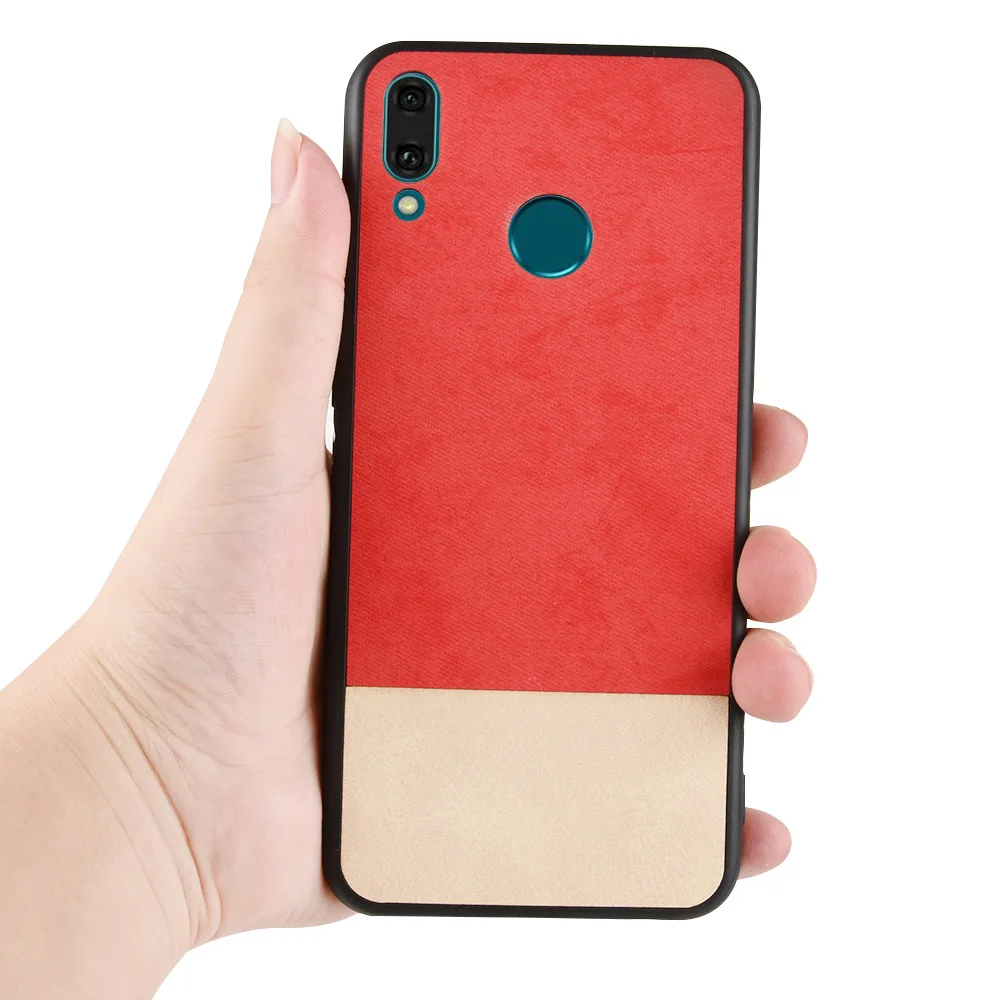 Роскошный холщовый чехол из искусственной кожи для Huawei Y9 2019 JKM-LX1 JKM-LX3 Ретро Бизнес