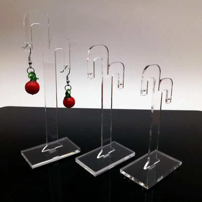 

5 Sets (3 PC/ set) Contracted Bean Tooth Form Organic Glass Plastic Ear Nail Sanitation Jewelry Display Transparent Color