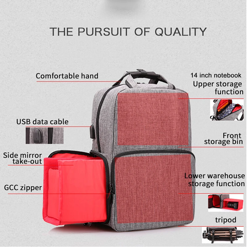 Waterproof Digital DSLR Photo Padded Backpack Rain Cover Laptop Multi-functional Camera USB Charging For Canon Nikon | Электроника