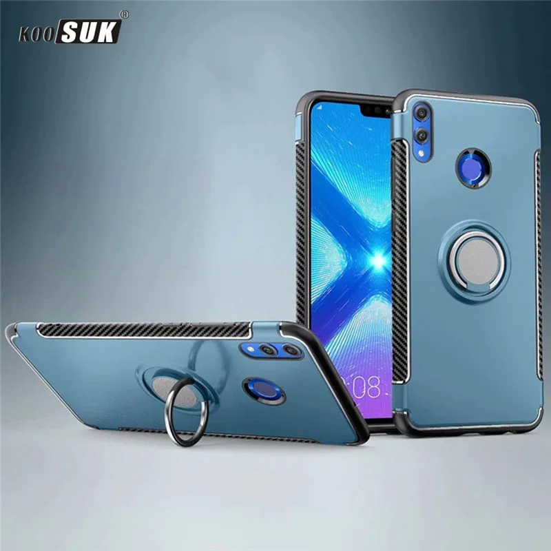 Чехол для Huawei P Smart 2019 полное защитное кольцо магнитный держатель противоударный