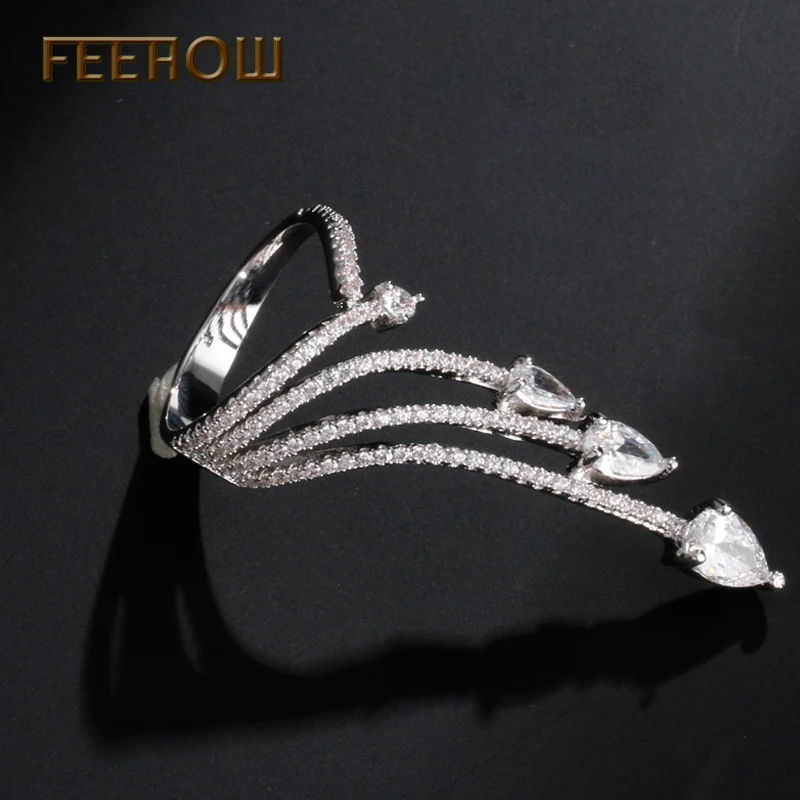 FEEHOW Новый Щепка Цвет кубического циркония кольца Изысканная мода крылья палец