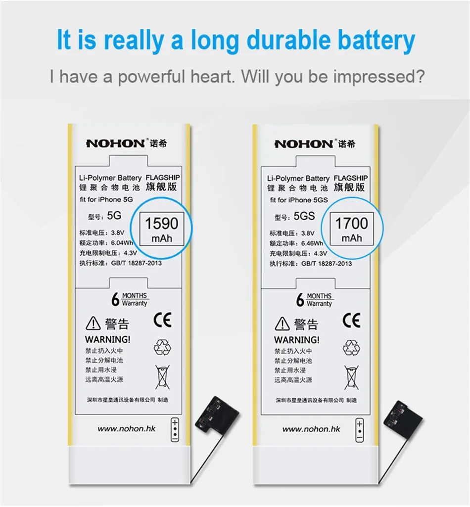 NOHON аккумулятор для мобильного телефона для Apple iPhone 5 5S 1590 мАч сменная батарея батареи для телефона с бесплатными инструментами
