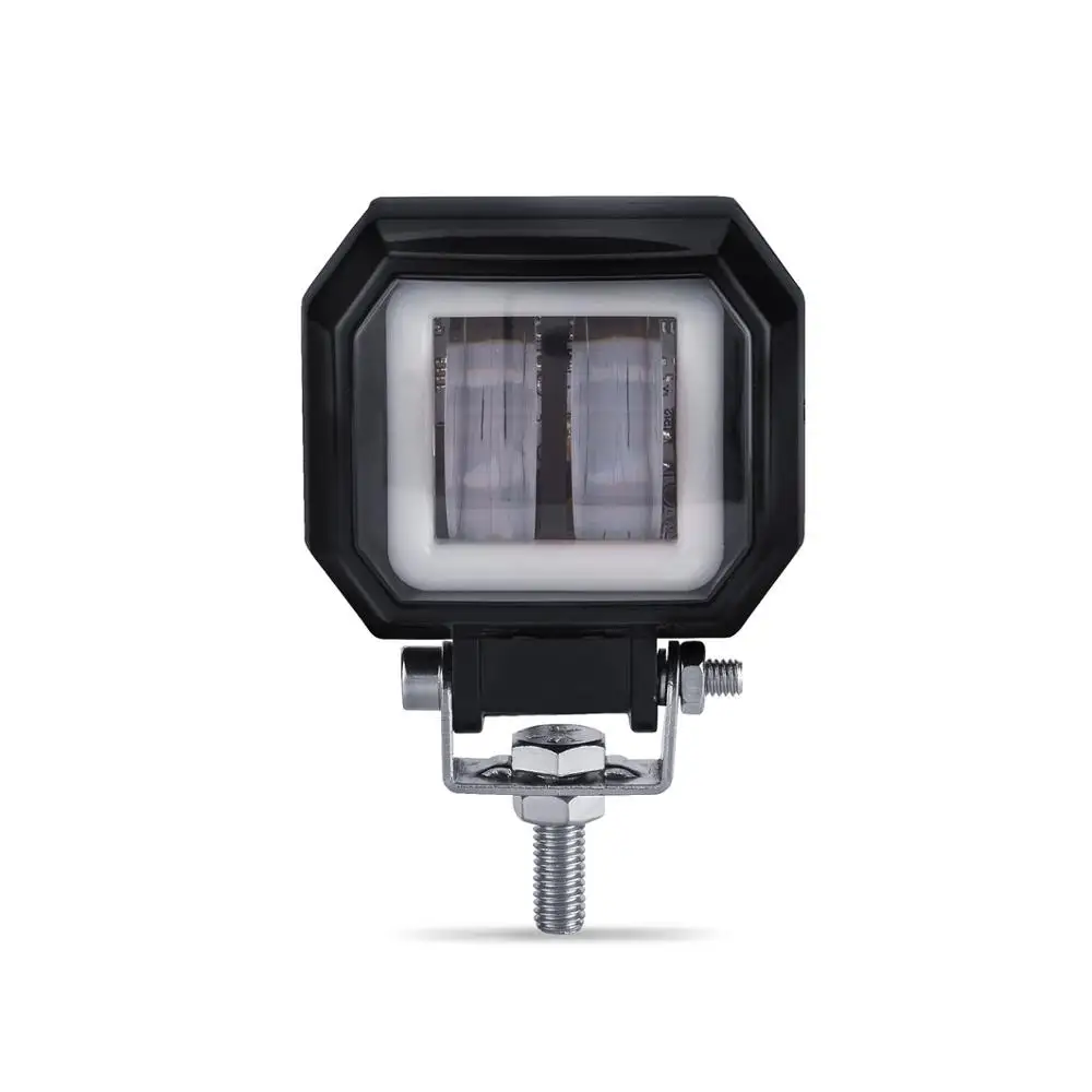 Square 3inch LED Off road Lights with Red Angel eyes LED Work Light 20Wx2 Lighting for Jeep SUV ATV
