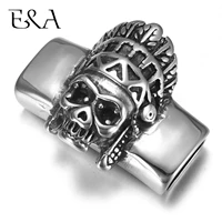 stainless steel slider beads punk skull chief 126mm hole slide charms for men leather bracelet jewelry making diy supplies