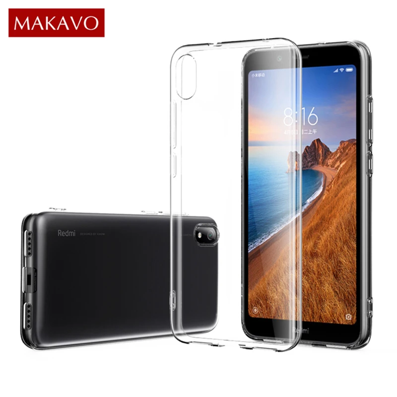 MAKAVO Чехол для Xiaomi Redmi 7A чехол 7 A прозрачный ТПУ мягкий Note 7S телефона | Мобильные