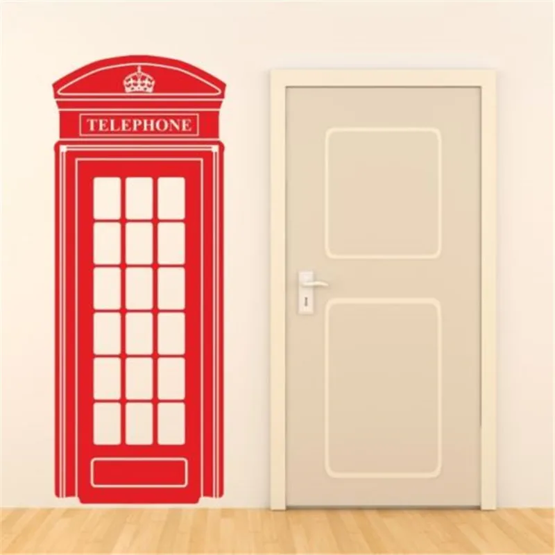 London Telephone Box Wall Sticker Retro Uk Phone Decal Mural Art Vinyl Decor | Дом и сад