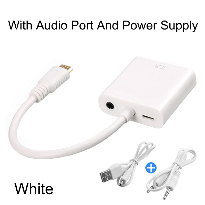 EGRINCY Mini HDMI к VGA адаптер разъём HDMI папа Женский VGA Аудио разъем и Micro USB кабель HDMI конвертер для xbox PS4 MP4 камера tv - Цвет: With Aduio And Power