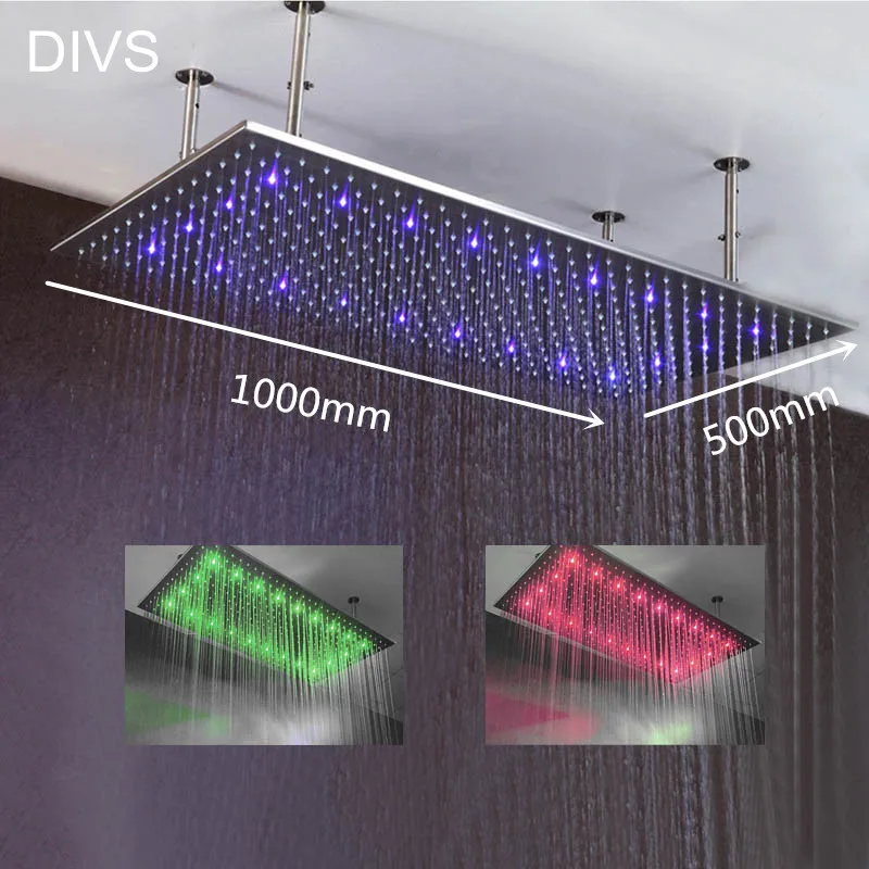 Головка для душа светодиодная прямоугольная 500*1000 мм|head shower|led showerrain shower |