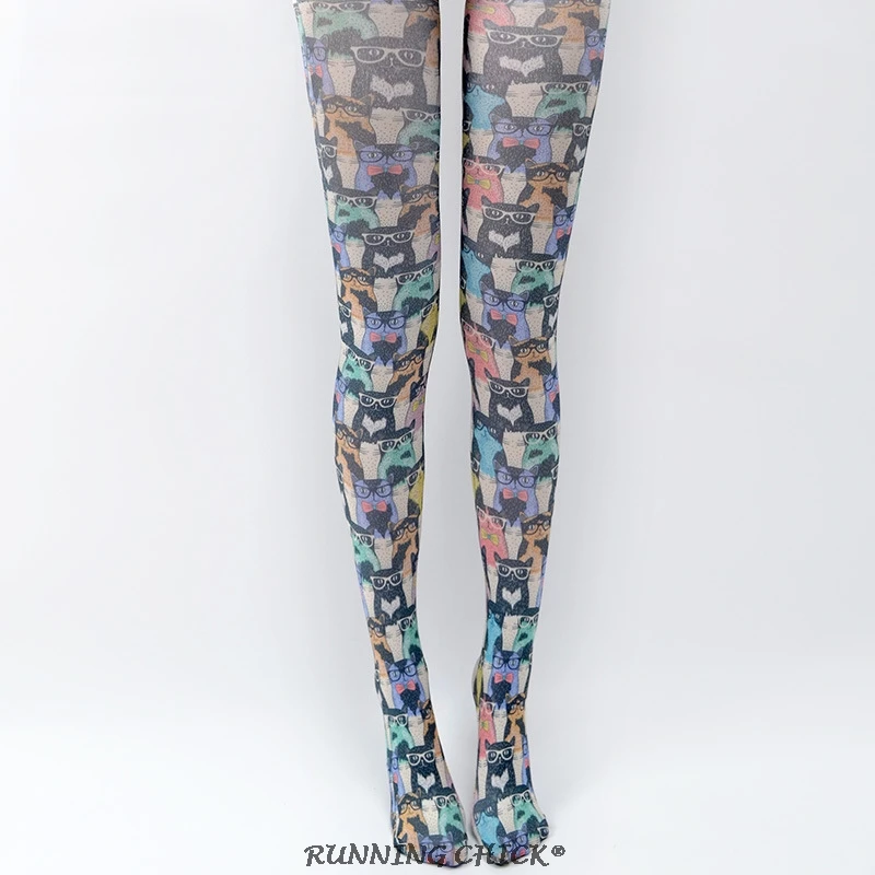 

Spring And Autumn Thin Cat Printed Harajuku Pantyhose