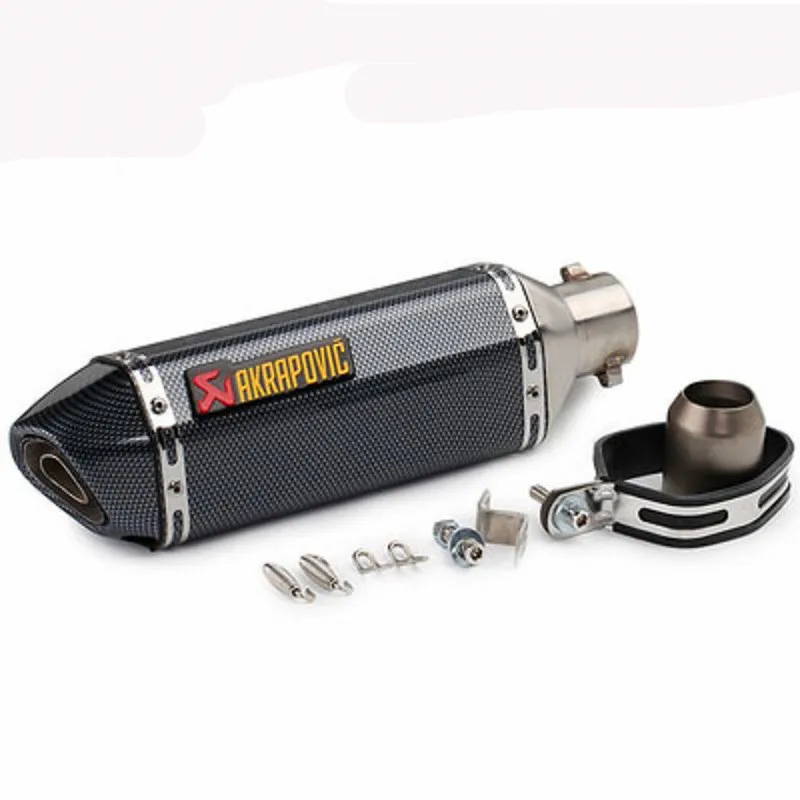 Универсальный мотоцикл Akrapovic выхлоп модифицированный Кроссовый глушитель для FZ6 CBR250 CB600 MT07 ATV Dirt Pit Bike - Цвет: Stainless steel