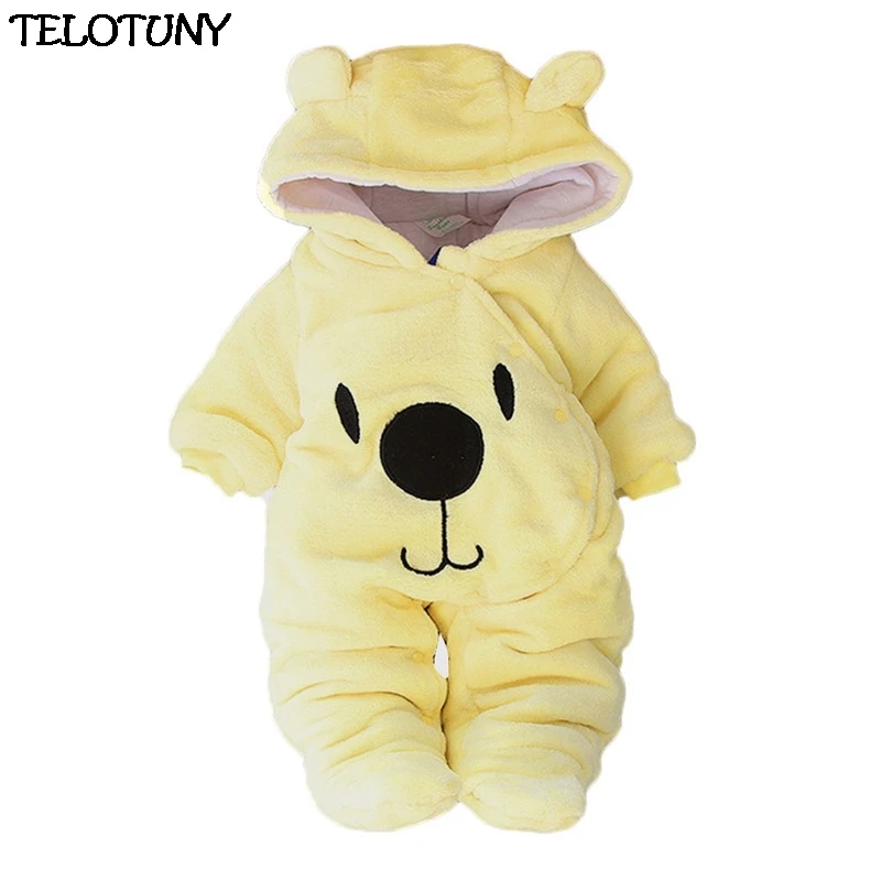 

TELOTUNY 2018 FASHION Newborn Baby Girl Boy Solid Cartoon Bear Velvet Hooded Jumpsuit Romper Clothes IU30