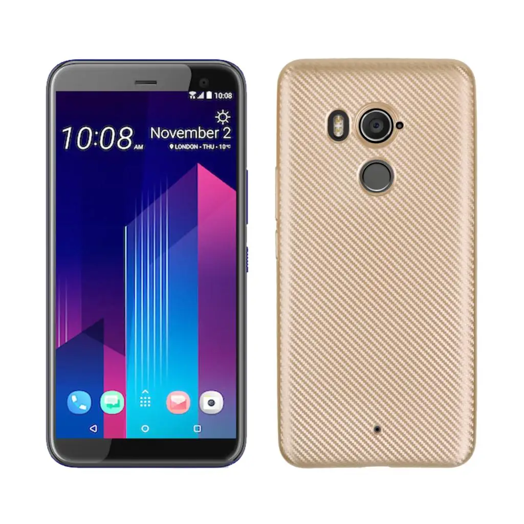 Для HTC U11 Plus Классический чехол из углеродного волокна Текстура ТПУ резиновый