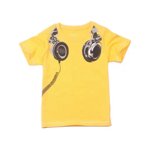 Новый дизайн футболки для мальчиков с рисунком наушников детские коротким