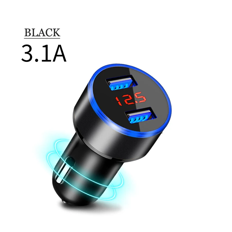 OUDNEAS 2 зарядных порта USB для автомобиля Зарядное устройство цифровой светодиодный Дисплей 5V 3.1A устройства для быстрой зарядки из алюминиевого сплава Напряжение мониторинга для iPhone для samsung