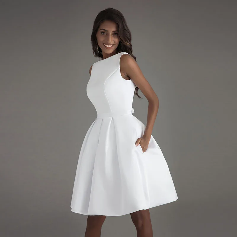 Мини Короткие пляжные свадебные платья 2019 Vestido Noiva Praia простые белые реальные фото