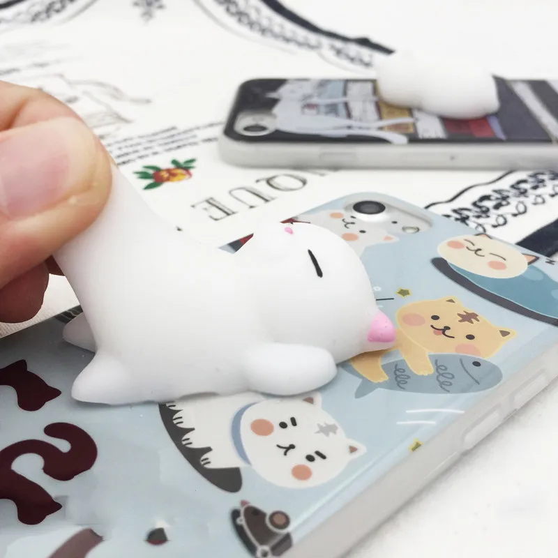 Sticky Soft Squishy Animal Toys Cat Bear Kawaii Case for iPhone 6 6S 7 8 Plus Cover Coque Capinhas Anti Stress Licensed |