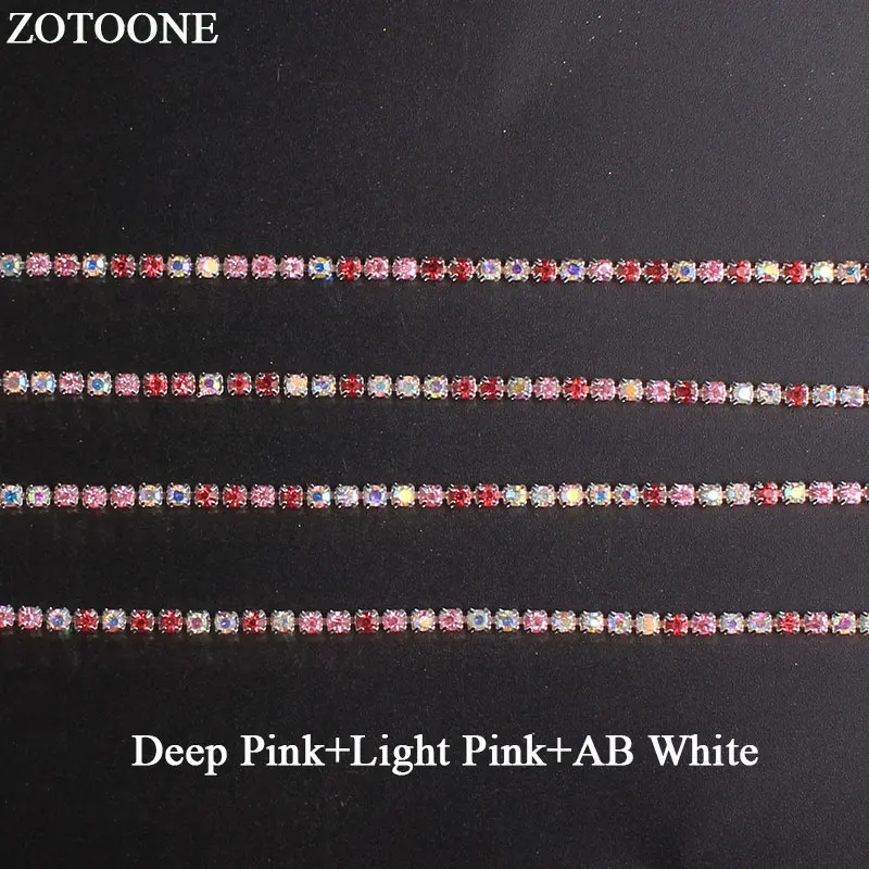 ZOTOONE SS10 Смешанные розовые стразы цепочка AB кристаллы аппликация со стразами