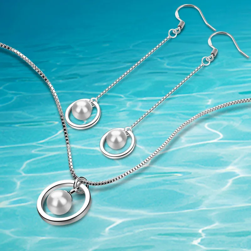 

Dankadi Pearl Earrings Jewelry Suit;925 Sterling Silver Long Round Earrings & Necklaces For Lady Birthday Anniversary Gifts