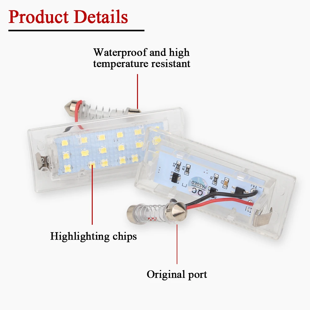 Автомобильный светодиодный светильник для номерного знака 2 шт. 12 В белый BMW E81 E87