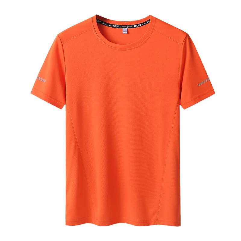 Orange Летние мужские быстросохнущие футболки для кемпинга, походов, тройников, альпинизма, фитнеса, спорта, белые футболки для бега, велоспорта, топы большого размера - Цвет: Orange