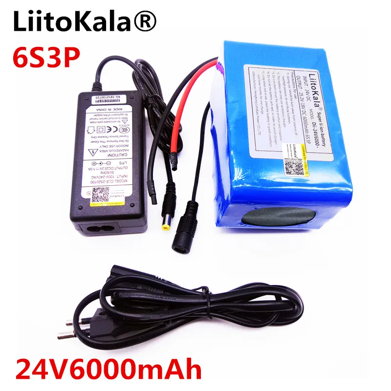 

HK LiitoKala 24V 6Ah 6S3P Battery Pack 25.2V 18650 Battery 6000mAh Rechargeable Battery For GPS Navigator/Golf Car/Electric Bike