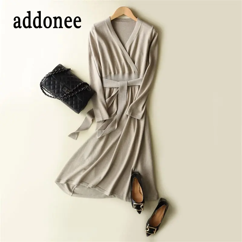 2018 New Arrive Women V Collar Cashmere Fashion Comfortable Dress Wool Sexy High Quality Autumn Winter Regular Lace Style | Женская