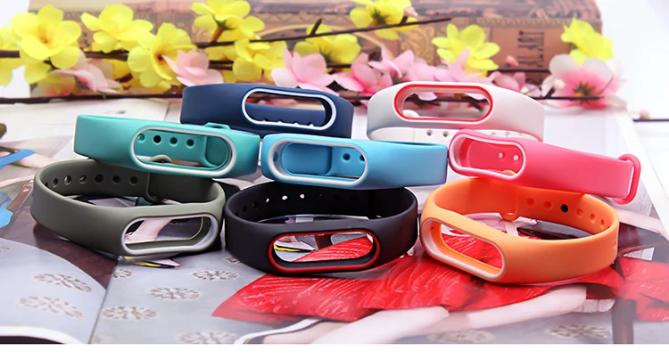 BOORUI, два цвета, mi band, 2 ремешка, силиконовый, здоровый, Pulsera, цветной, сменный, ремешок на запястье для xiaomi mi 2, smart band, 15 цветов