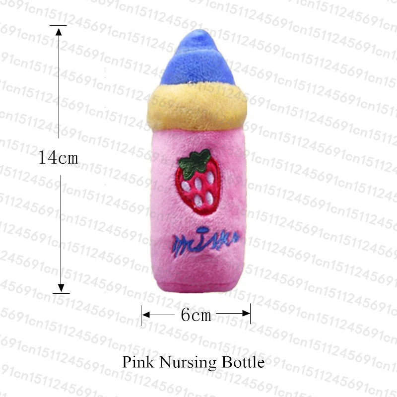 Pink Nursing Bottle 1 шт. плюшевая пищащая игрушка для собак, щенков, жевательных тренировок, звучащих домашних животных, игрушки из флиса для разделывания свиньи, утки, бутылочки для кормления, доступные виды, Прямая поставка - Цвет: Pink Nursing Bottle