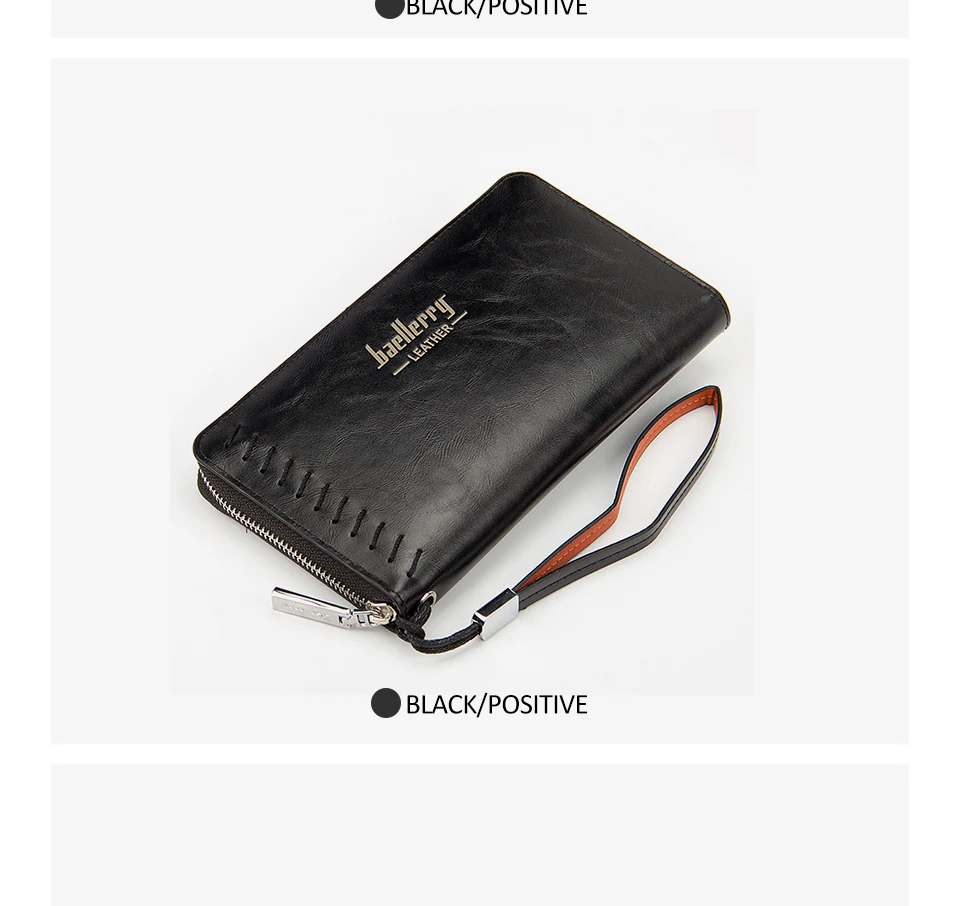 Vintage Long Men Wallet PU Leather Purse for Men Large Capaciry Money Bag Thread Male Clutch Wallets Zipper Card Holder Wallet